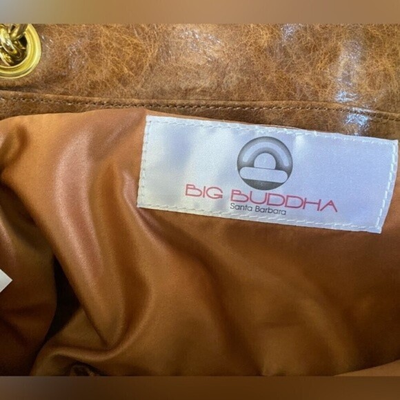 Big Buddha Chocolate Brown Weaved Studded Vegan Leather Turn Lock Shoulder Bag - Picture 4 of 11